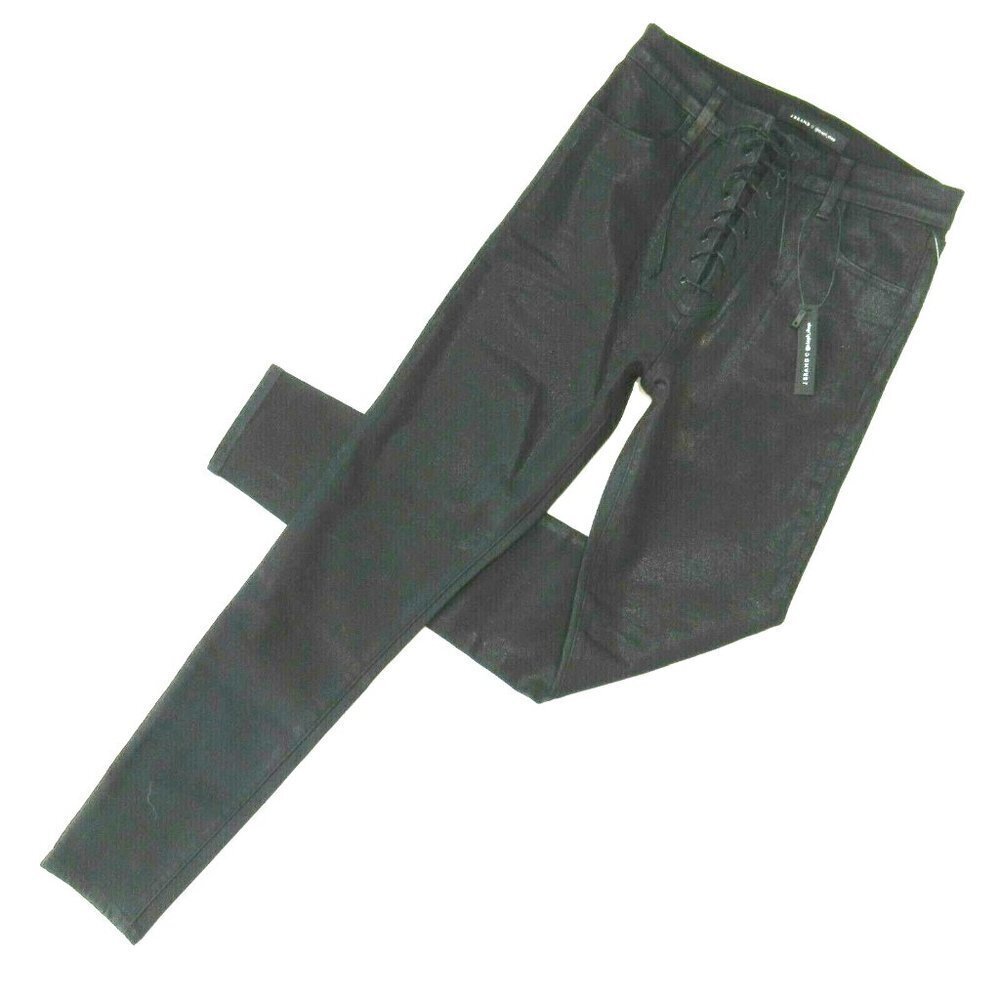 NWT J Brand x Steph Shep High Rise Lace Up in Coated Vendetta Black Jeans 30